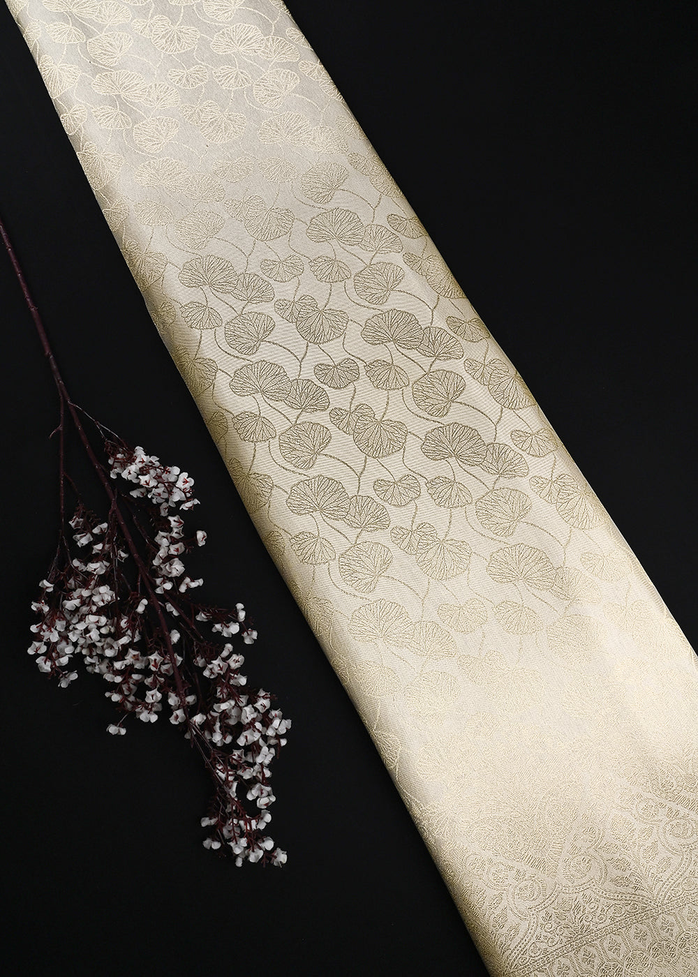 Golden Dyeable Tissue Fabric With All Over Zari Handloom With One Side Border 25152