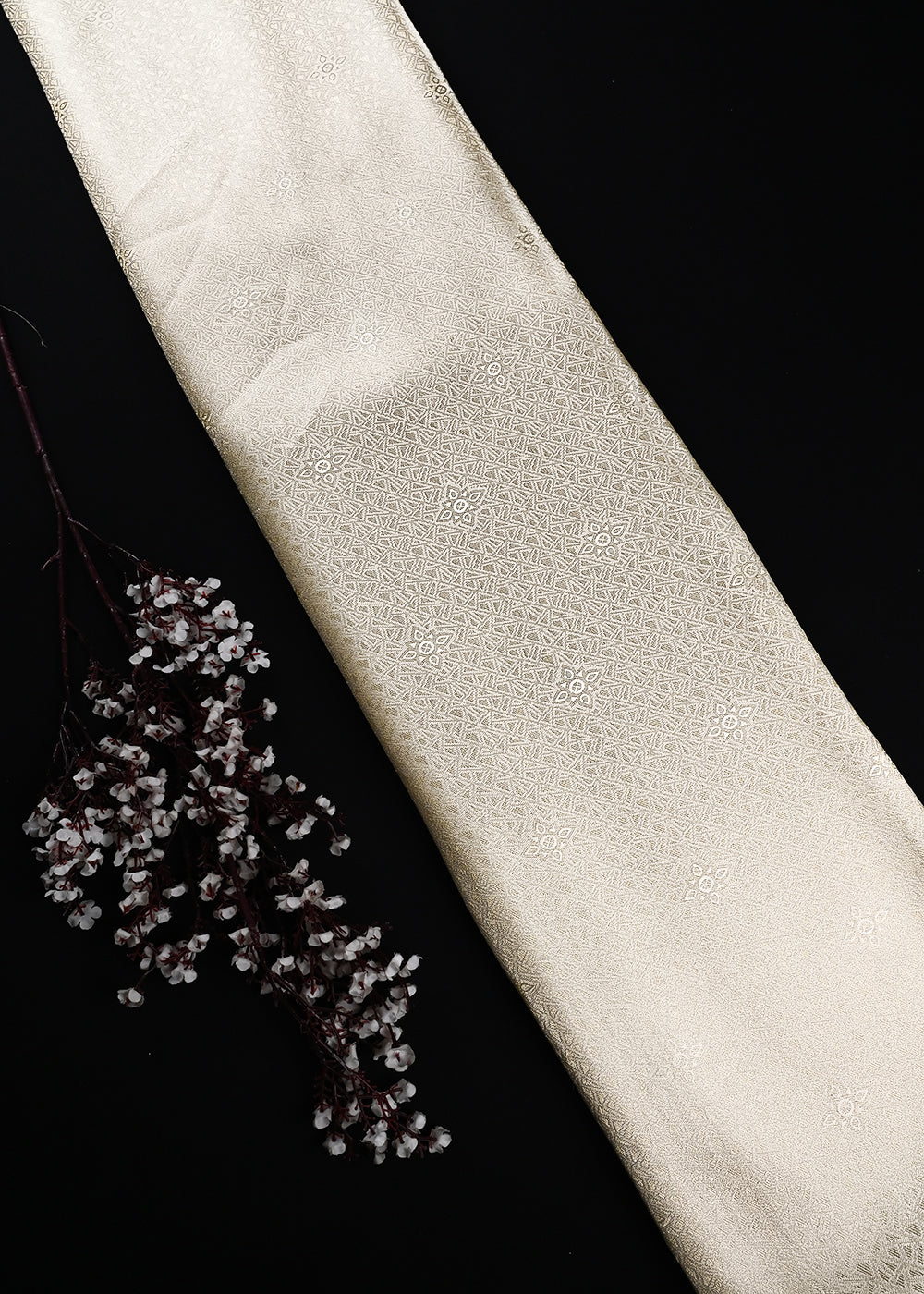 Golden Dyeable Tissue Fabric With All Over Zari Handloom 25155