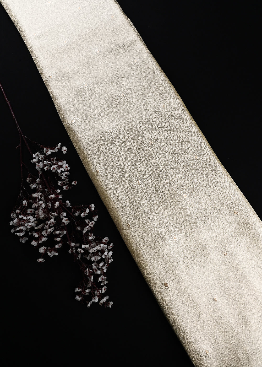 Golden Dyeable Tissue Fabric With All Over Zari Handloom 25156