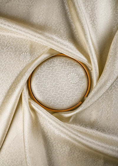 Golden Dyeable Tissue Fabric With All Over Zari Handloom 25157