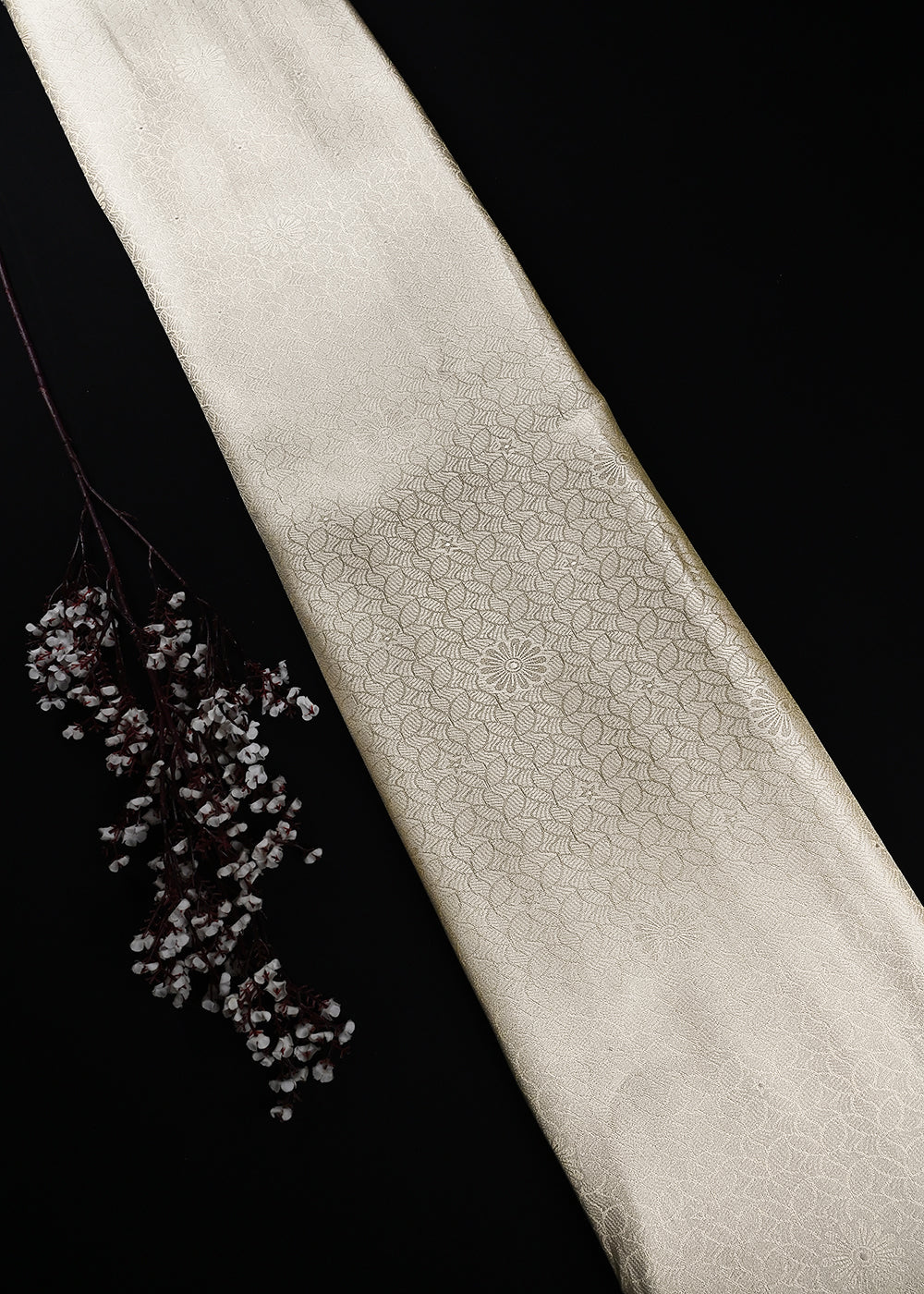 Golden Dyeable Tissue Fabric With All Over Zari Handloom 25157