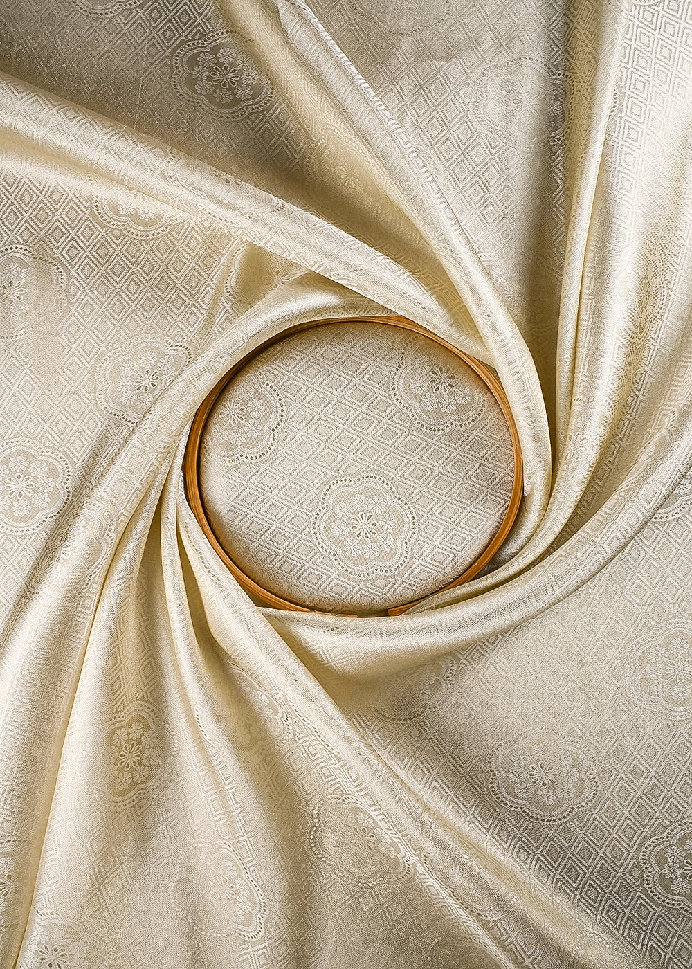 Golden Dyeable Tissue Fabric With All Over Zari Handloom 25158