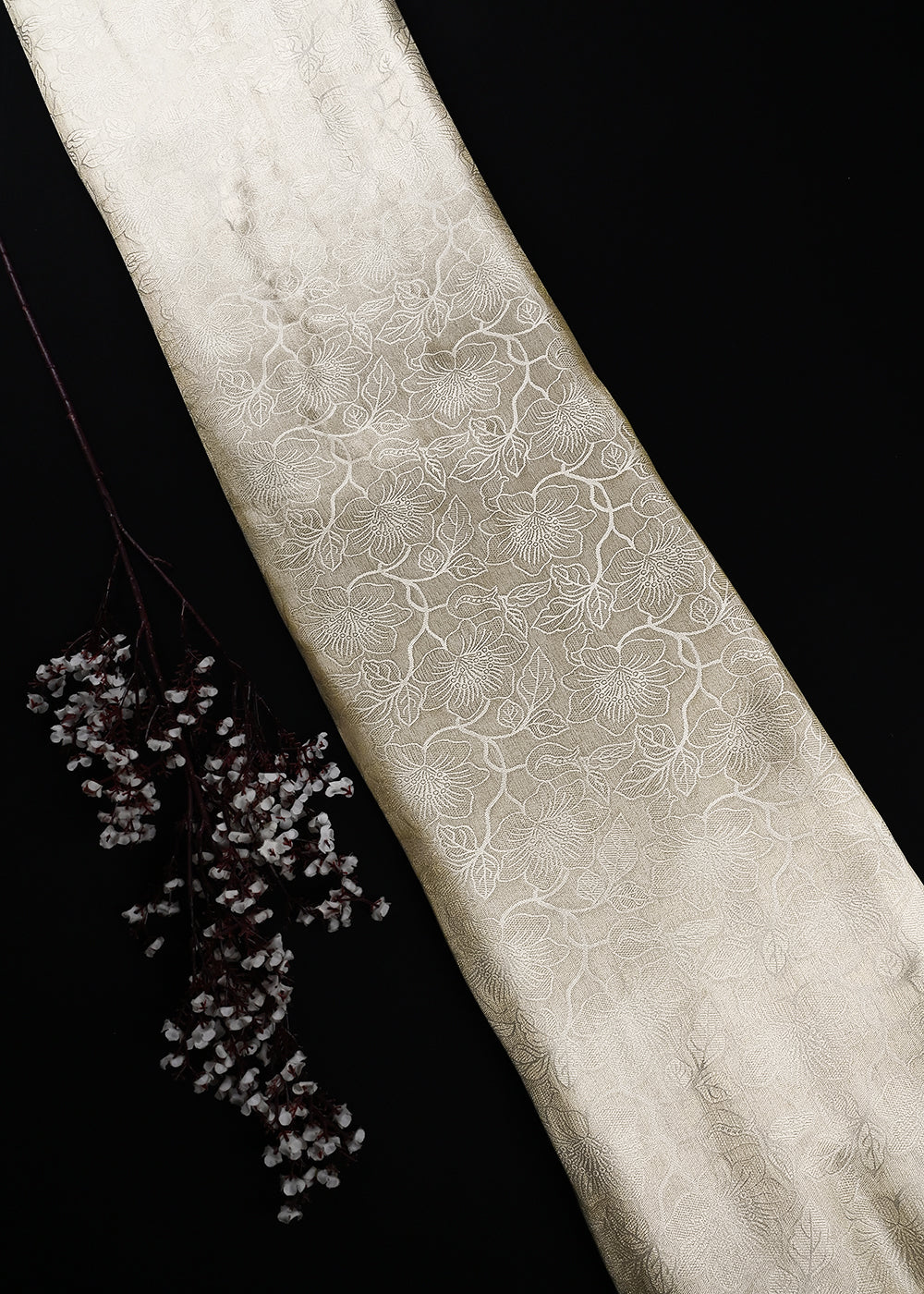 Golden Dyeable Tissue Fabric With All Over Zari Handloom 25159
