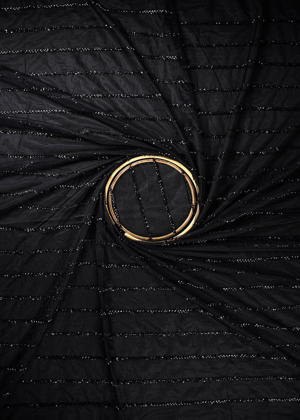 Black Net Fabric With All Over Katdana Work 25188
