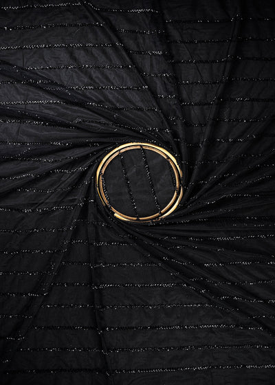 Black Net Fabric With All Over Katdana Work 25188