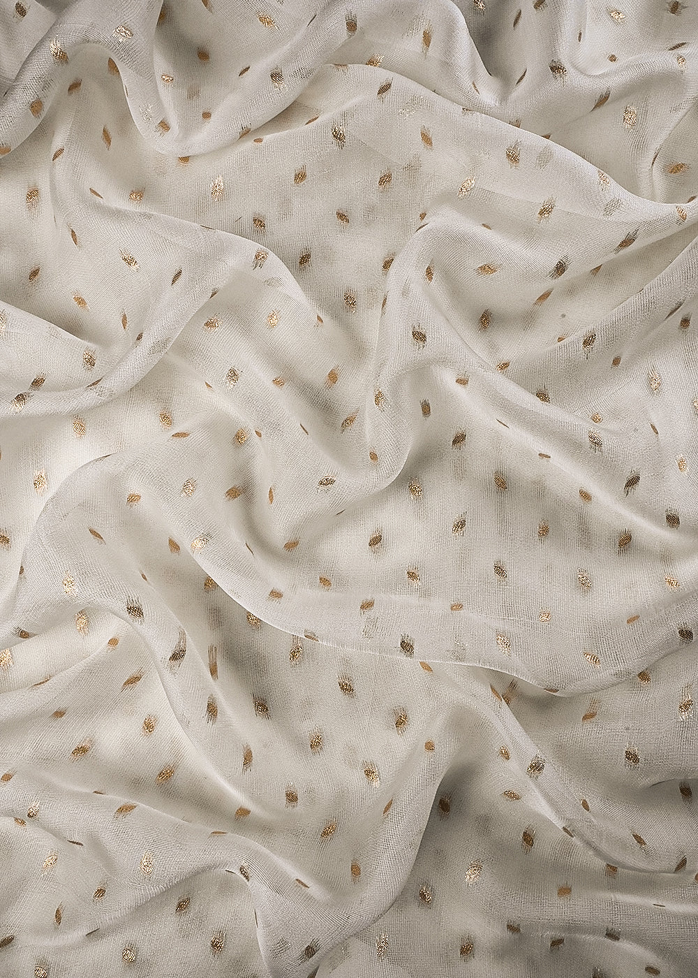 White Dyeable Georgette Fabric With All Over Zari Handloom 25192