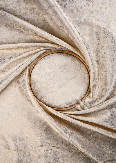 Golden Dyeable Tissue Fabric With All Over Zari Handloom 25201