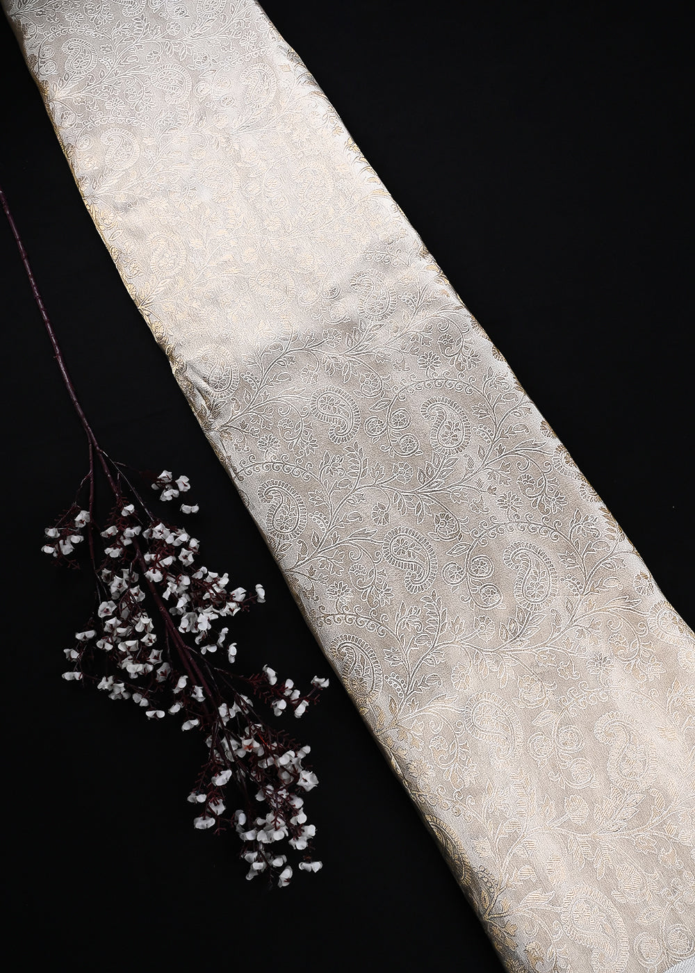 Golden Dyeable Tissue Fabric With All Over Zari Handloom 25201