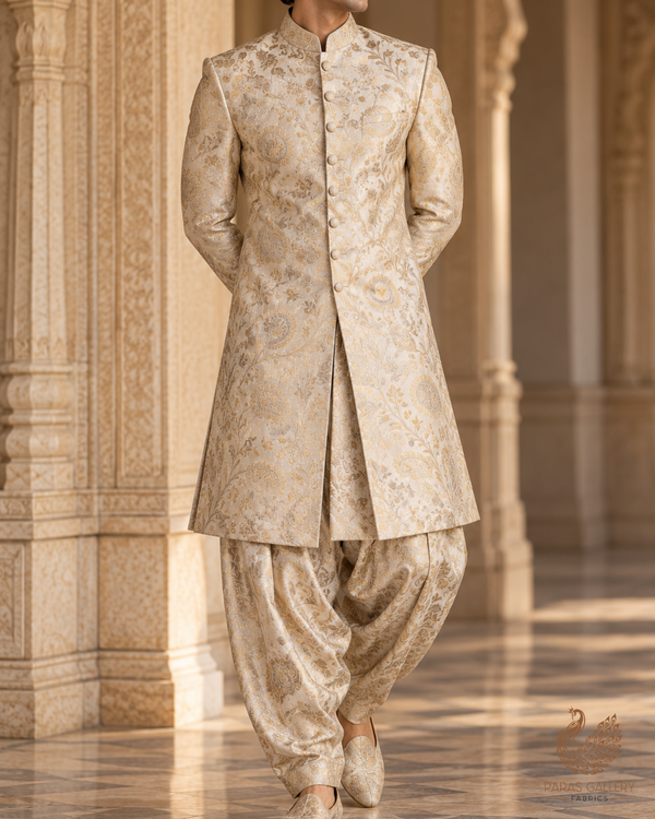 Golden Dyeable Tissue Fabric With All Over Zari Handloom 25202