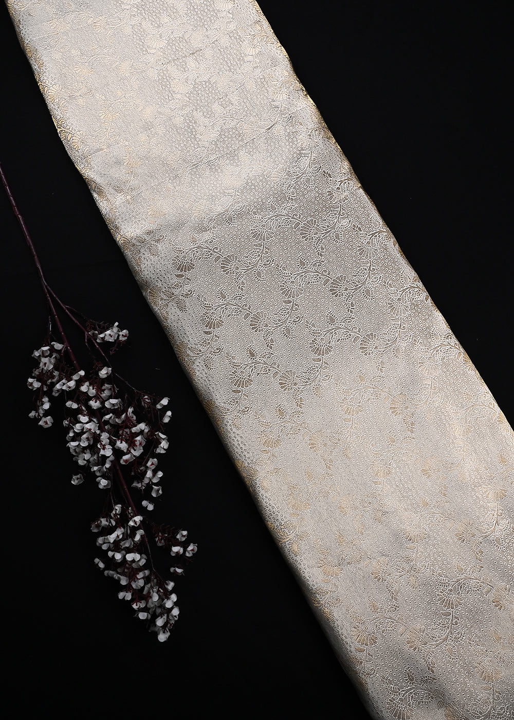Golden Dyeable Tissue Fabric With All Over Zari Handloom 25202