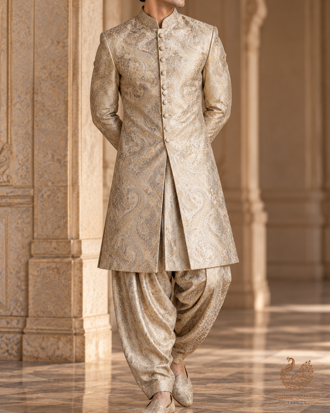 Golden Dyeable Tissue Fabric With All Over Zari Handloom 25205