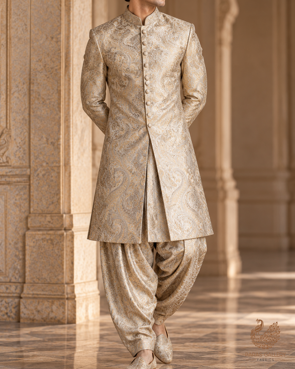 Golden Dyeable Tissue Fabric With All Over Zari Handloom 25205