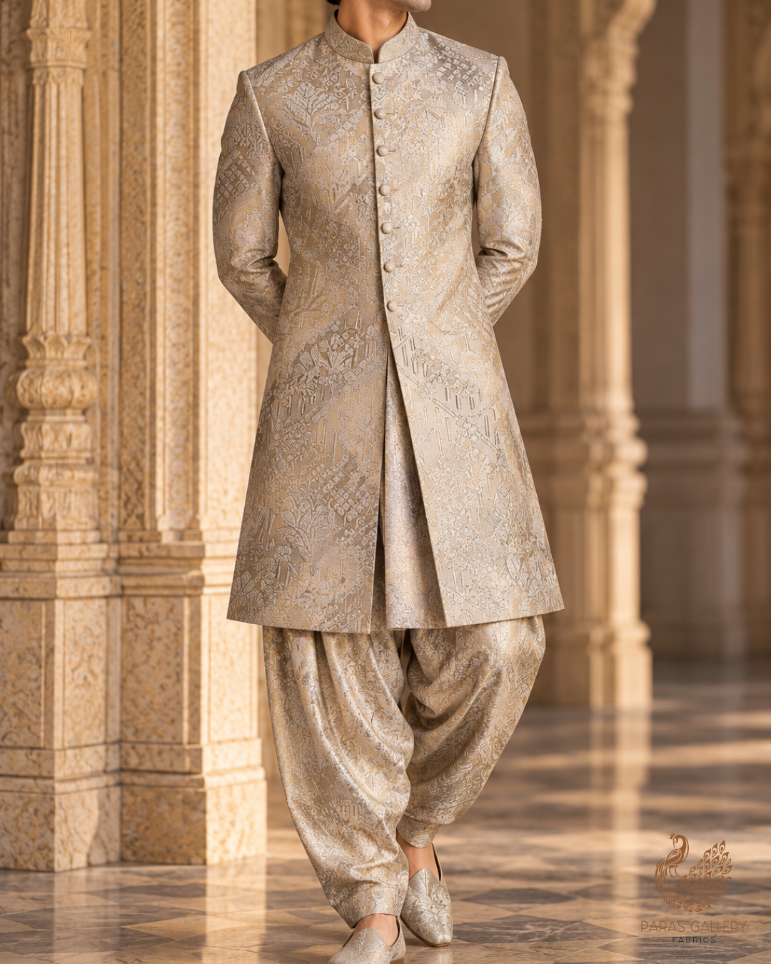 Golden Dyeable Tissue Fabric With All Over Zari Handloom 25204