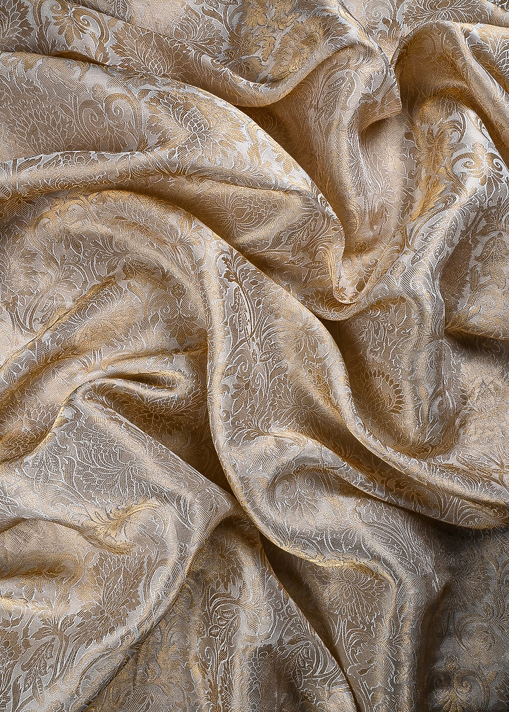 Golden Dyeable Tissue Fabric With All Over Zari Handloom 25205