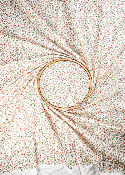 White Dyeable Crepe Fabric With All Over Zari, Sequins And Katdana Work 25216