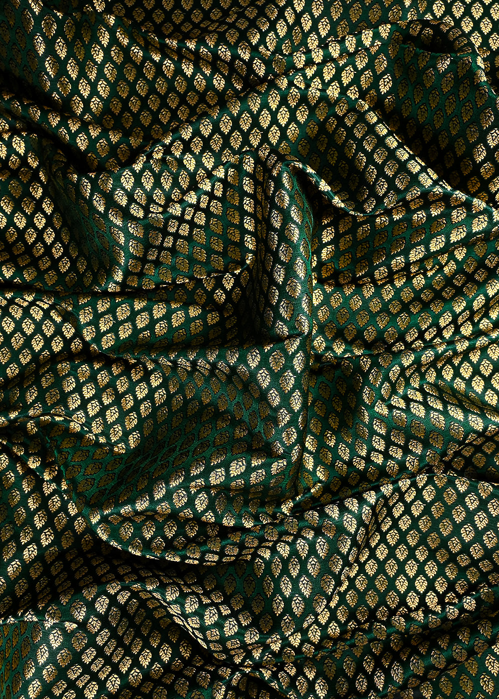 Bottle Green Banarasi Brocade Fabric With All Over Thread And Zari Handloom 25240