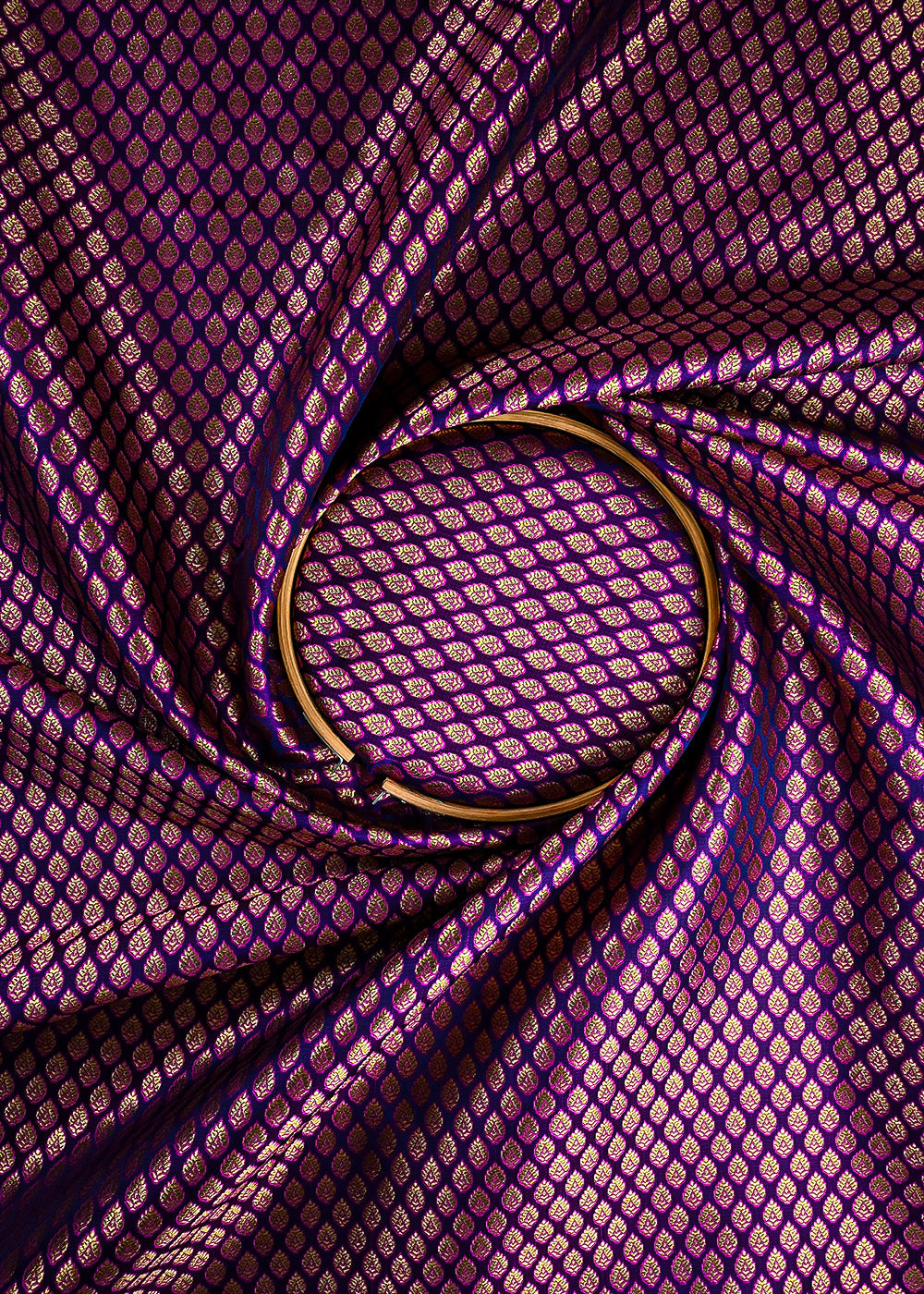 Purple Banarasi Brocade Fabric With All Over Thread And Zari Handloom 25242