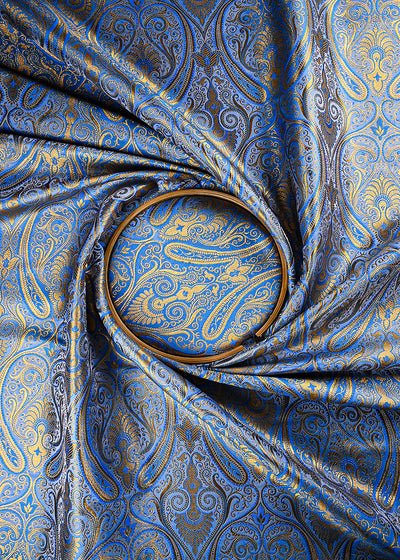 Powder Blue Banarasi Brocade Fabric With All Over Thread And Zari Handloom 25262
