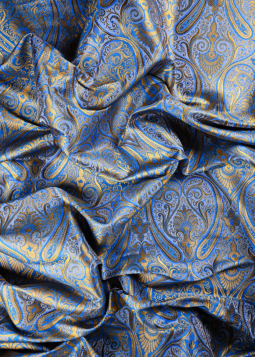 Powder Blue Banarasi Brocade Fabric With All Over Thread And Zari Handloom 25262