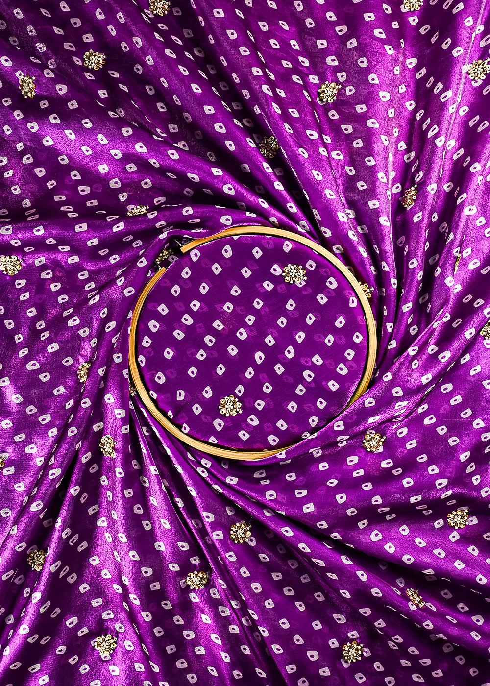 Purple Tissue Fabric With All Over Buti Of Sequins And Katdana Work 25304