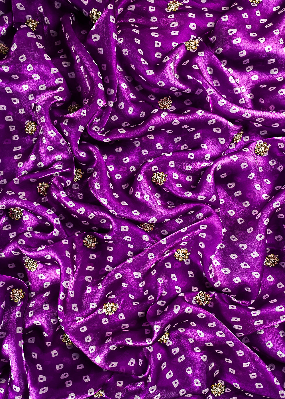 Purple Tissue Fabric With All Over Buti Of Sequins And Katdana Work 25304