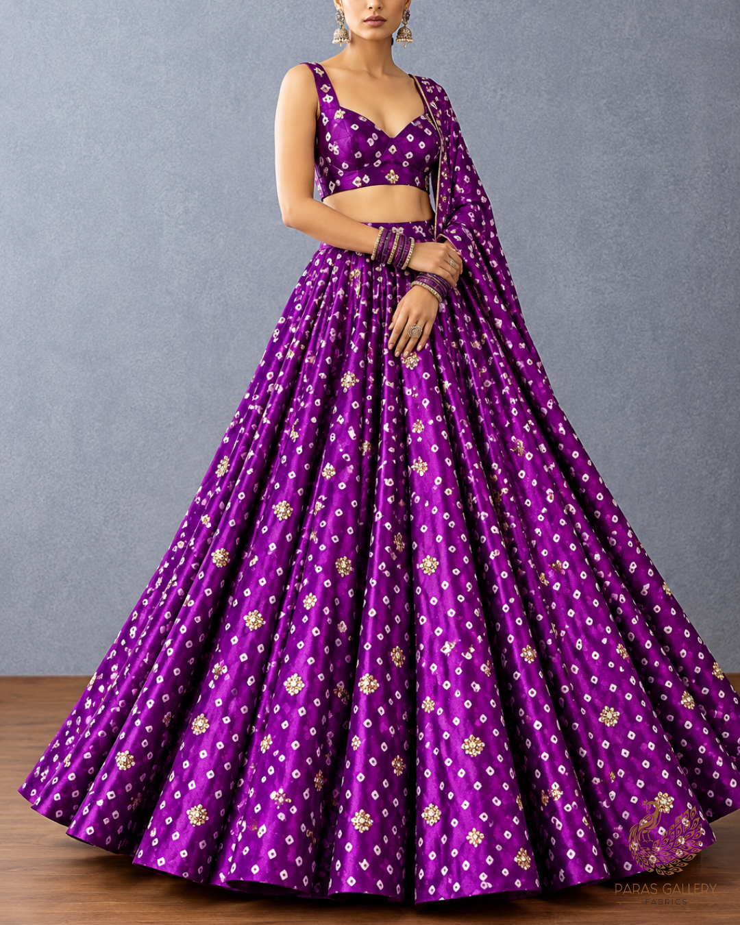 Purple Tissue Fabric With All Over Buti Of Sequins And Katdana Work 25304