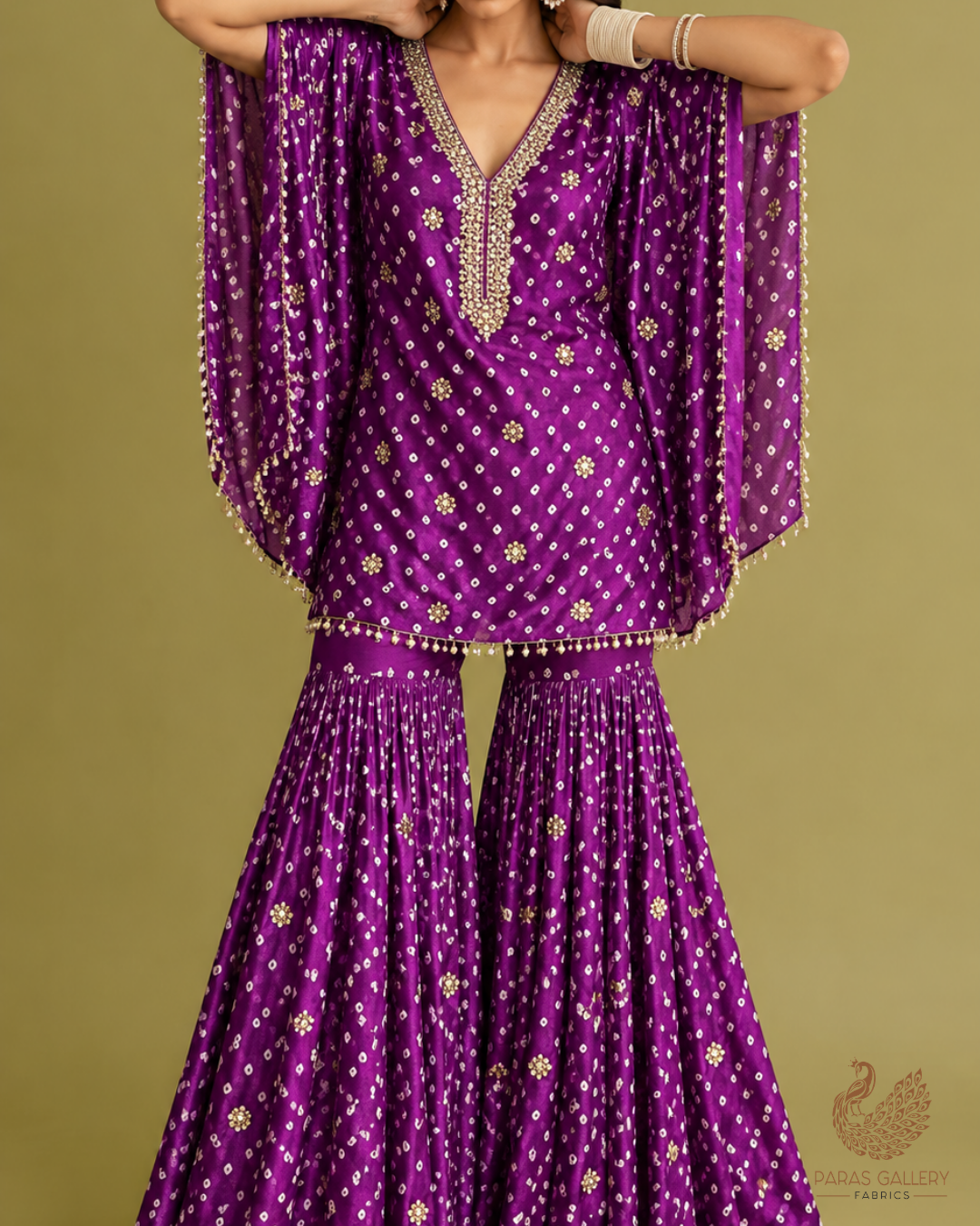 Purple Tissue Fabric With All Over Buti Of Sequins And Katdana Work 25304