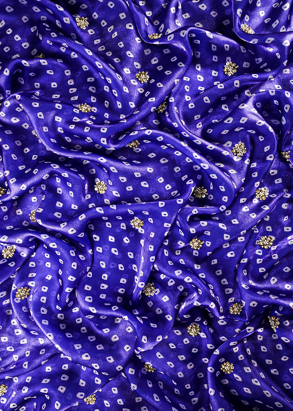 Violet Blue Tissue Fabric With All Over Buti Of Sequins And Katdana Work 25305