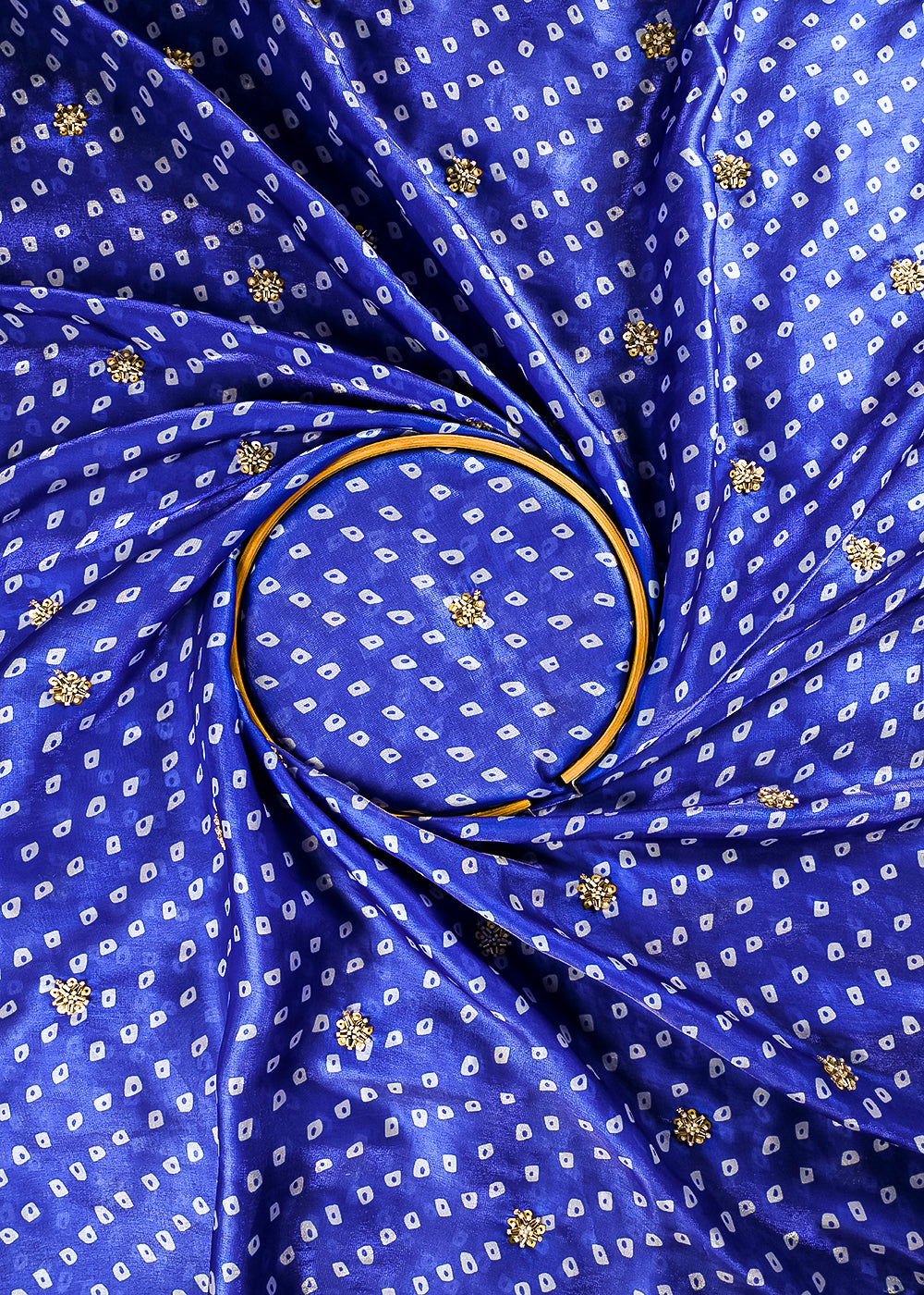 Royal Blue Tissue Fabric With All Over Buti Of Sequins And Katdana Work 25306