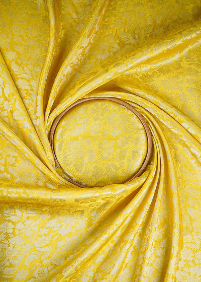 Yellow Tissue Fabric With All Over Zari Handloom 25326