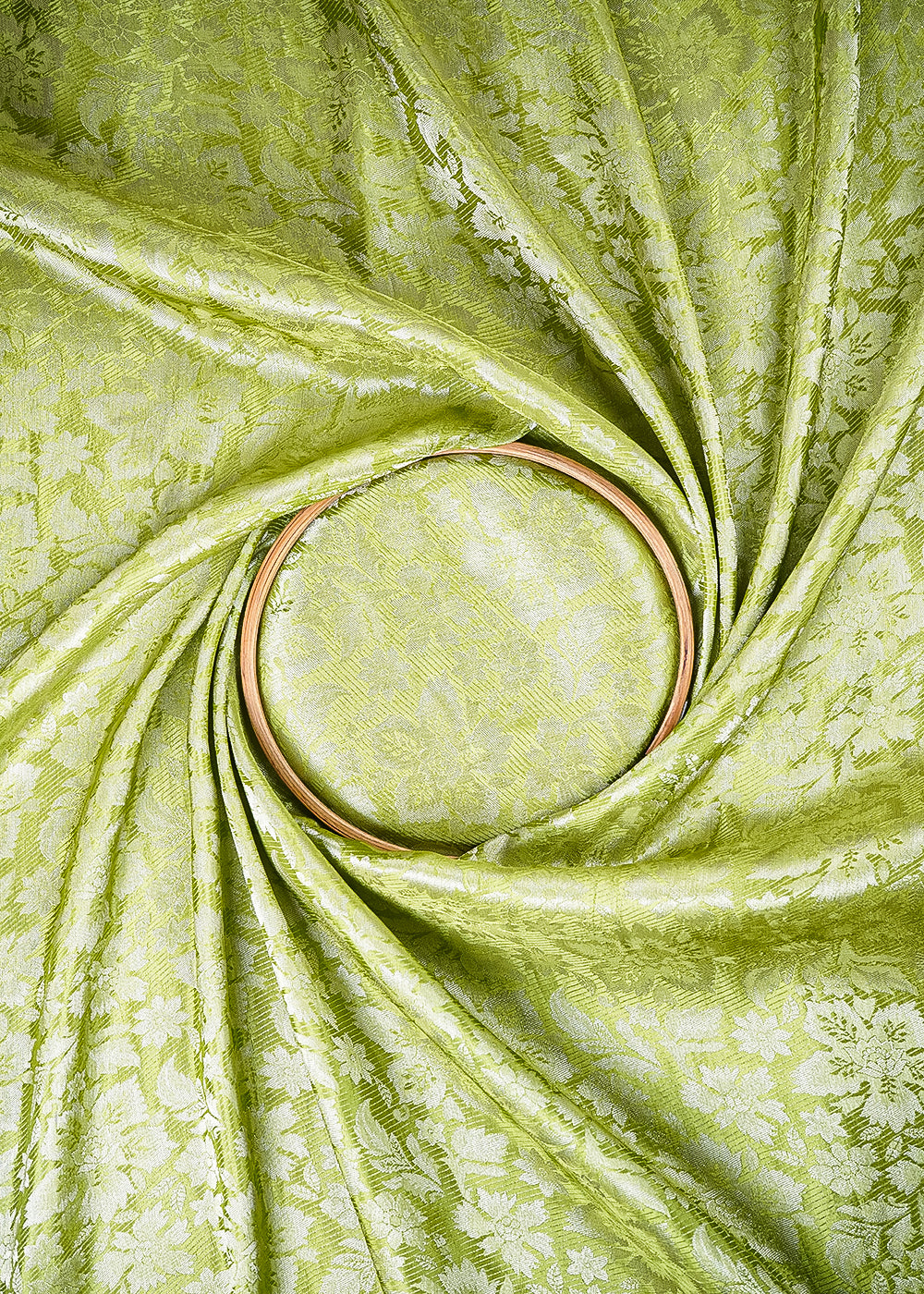 Green Tissue Fabric With All Over Zari Handloom 25327