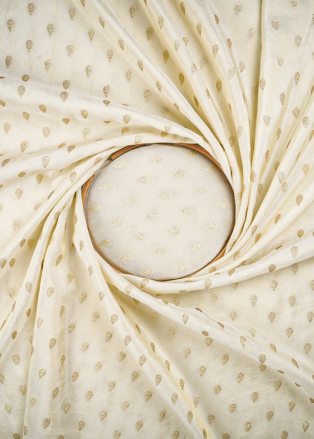 Golden Dyeable Tissue Fabric With All Over Zari Handloom 25332
