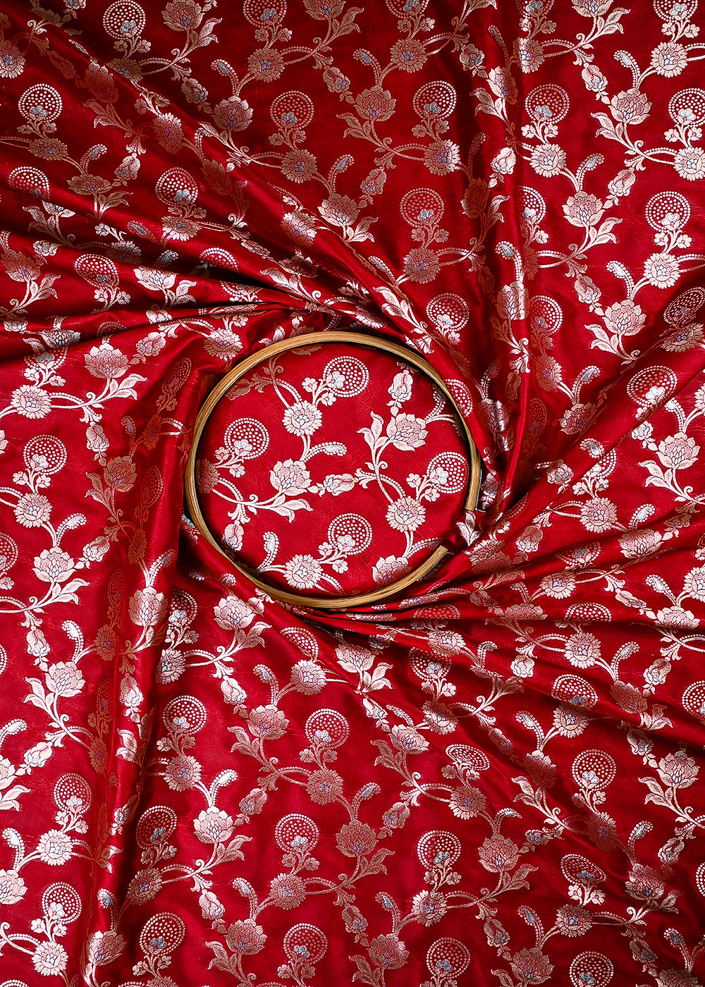 Maroon Banarasi Brocade Fabric With All Over Zari Handloom 25364
