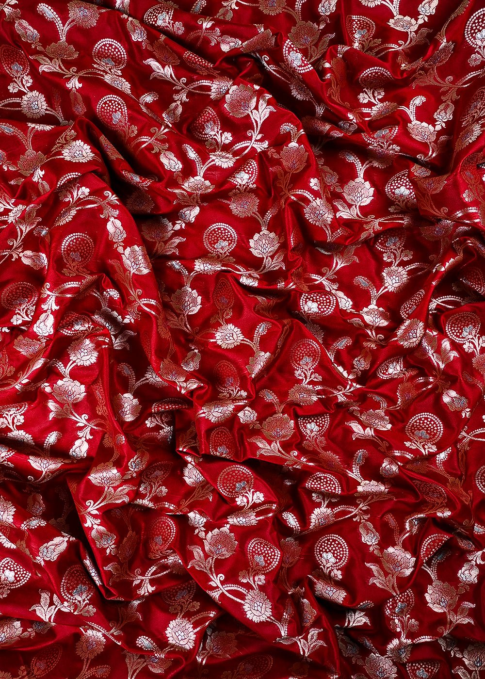 Maroon Banarasi Brocade Fabric With All Over Zari Handloom 25364