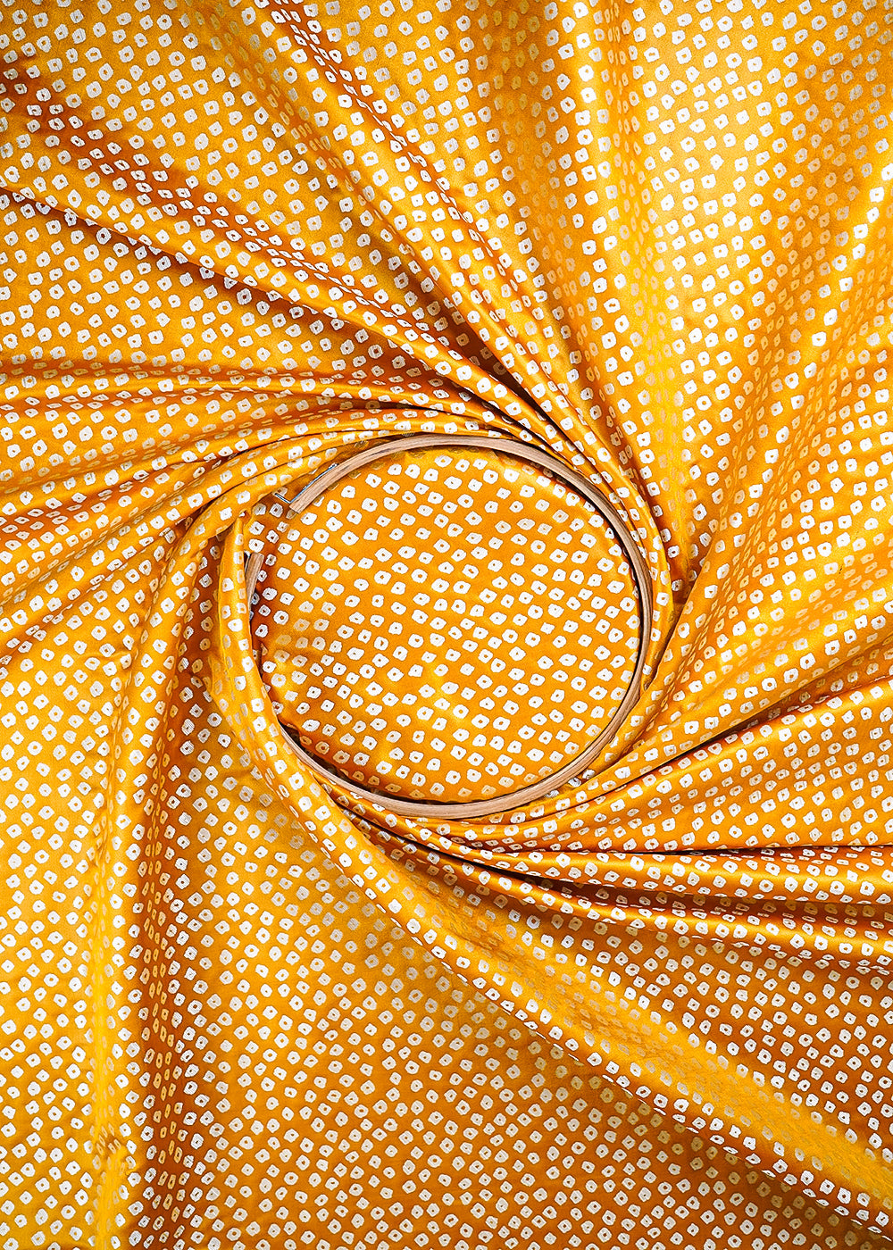 Mustard Banarasi Silk Fabric With All Over Bandhini Work 25382