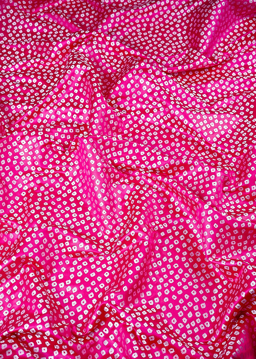Pink Banarasi Silk Fabric With All Over Bandhini Work 25383