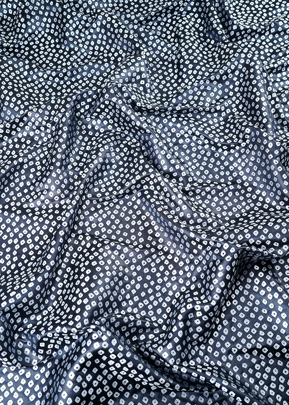 Black Banarasi Silk Fabric With All Over Bandhini Work 25384