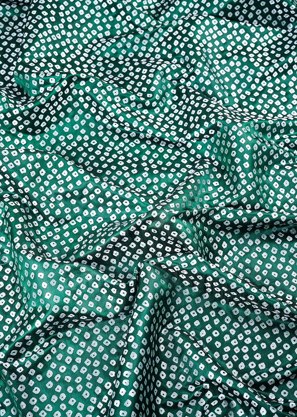 Bottle Green Banarasi Silk Fabric With All Over Bandhini Work 25385