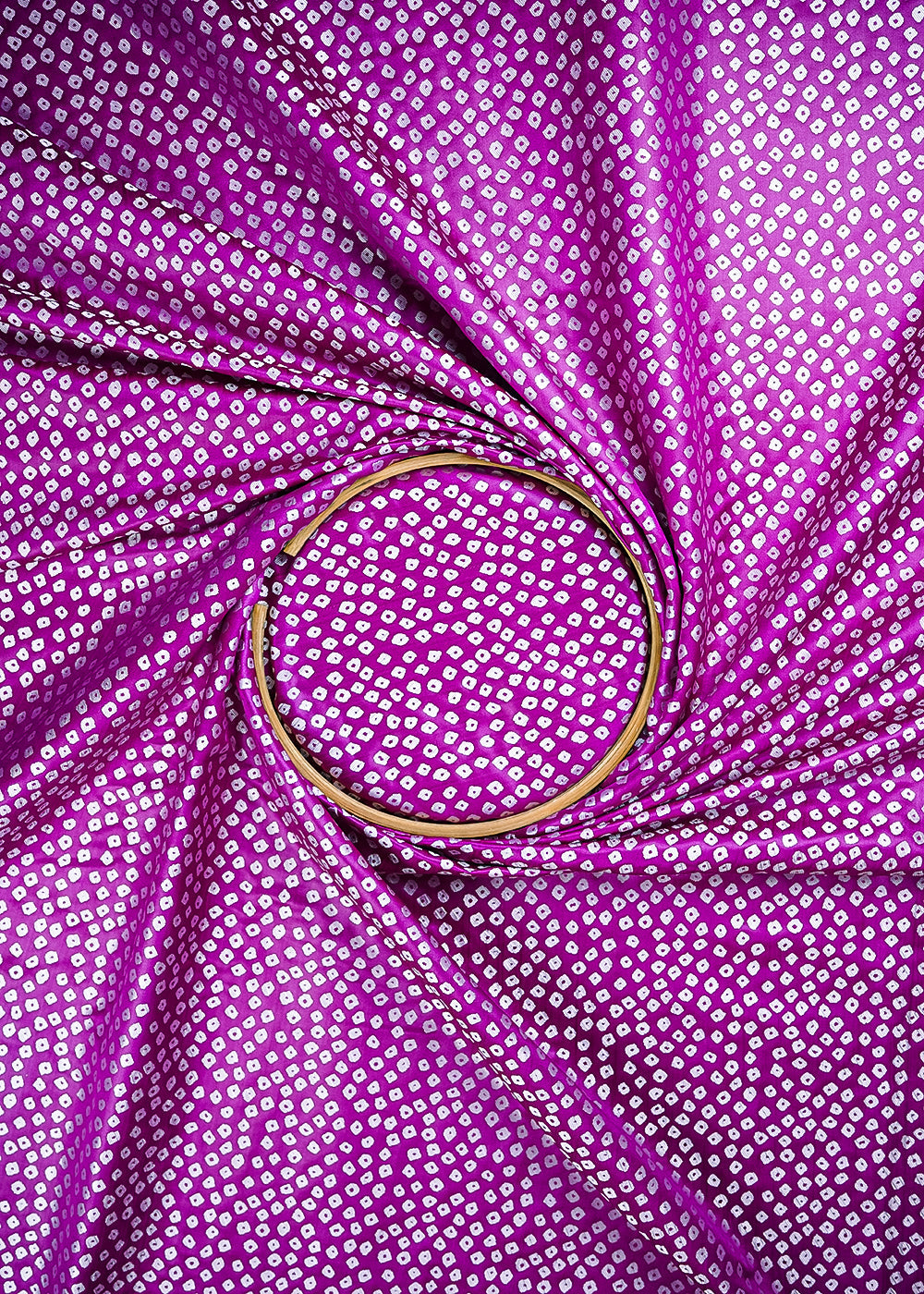 Purple Banarasi Silk Fabric With All Over Bandhini Work 25386