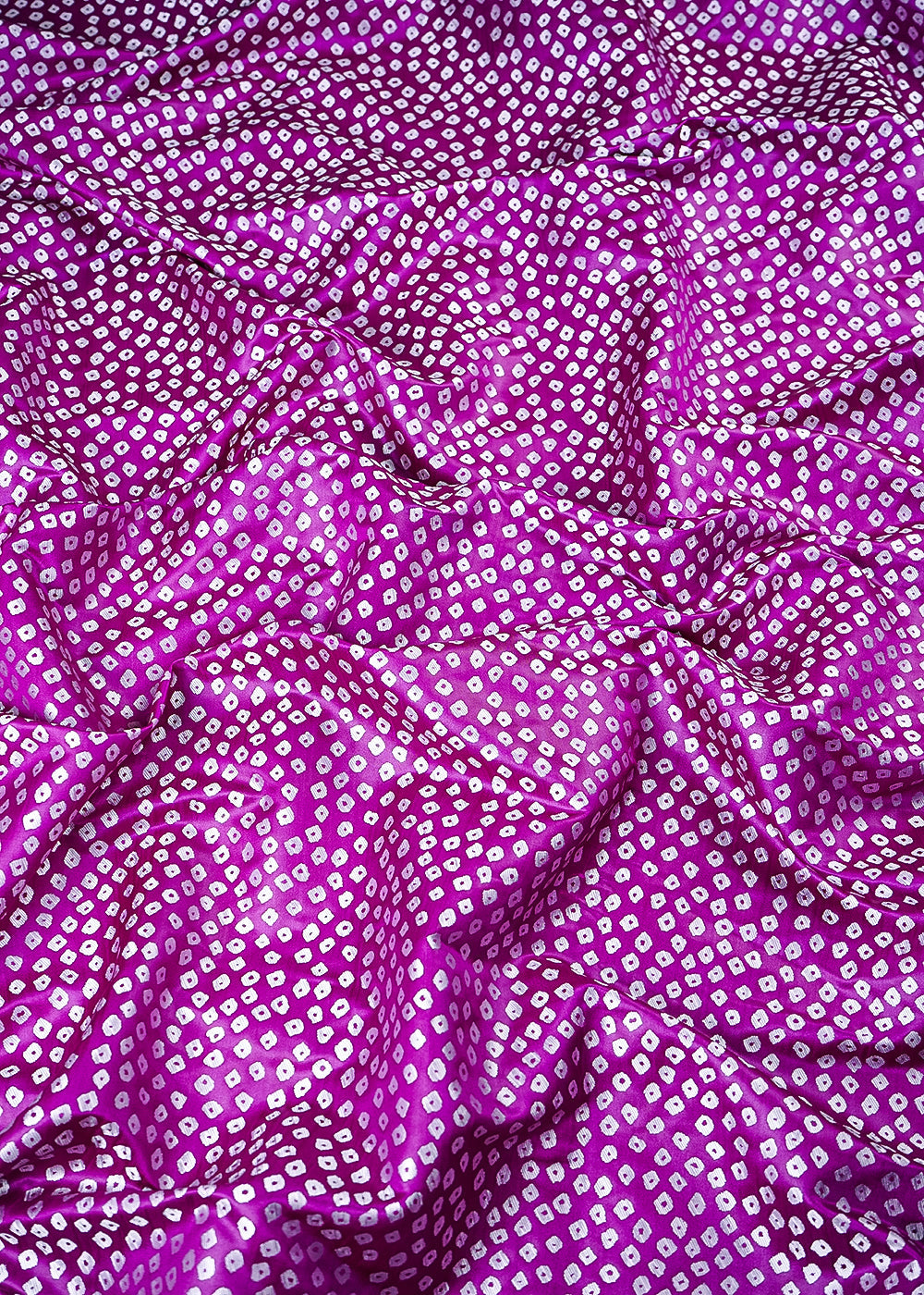Purple Banarasi Silk Fabric With All Over Bandhini Work 25386