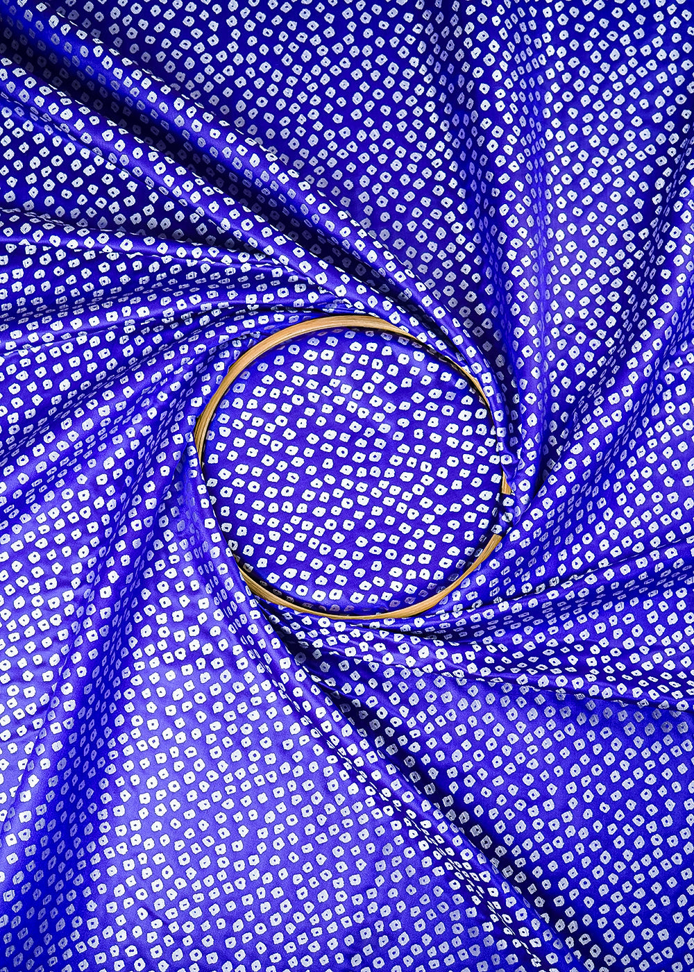 Royal Blue Banarasi Silk Fabric With All Over Bandhini Work 25387