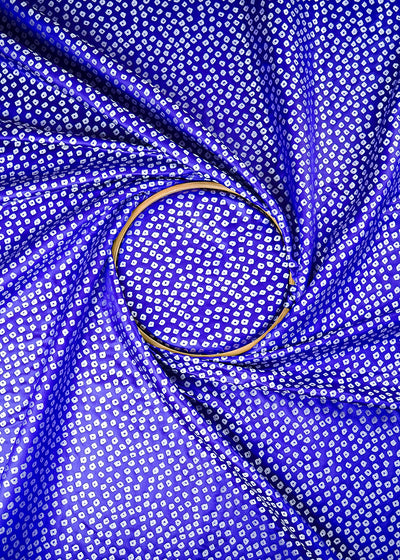 Royal Blue Banarasi Silk Fabric With All Over Bandhini Work 25387