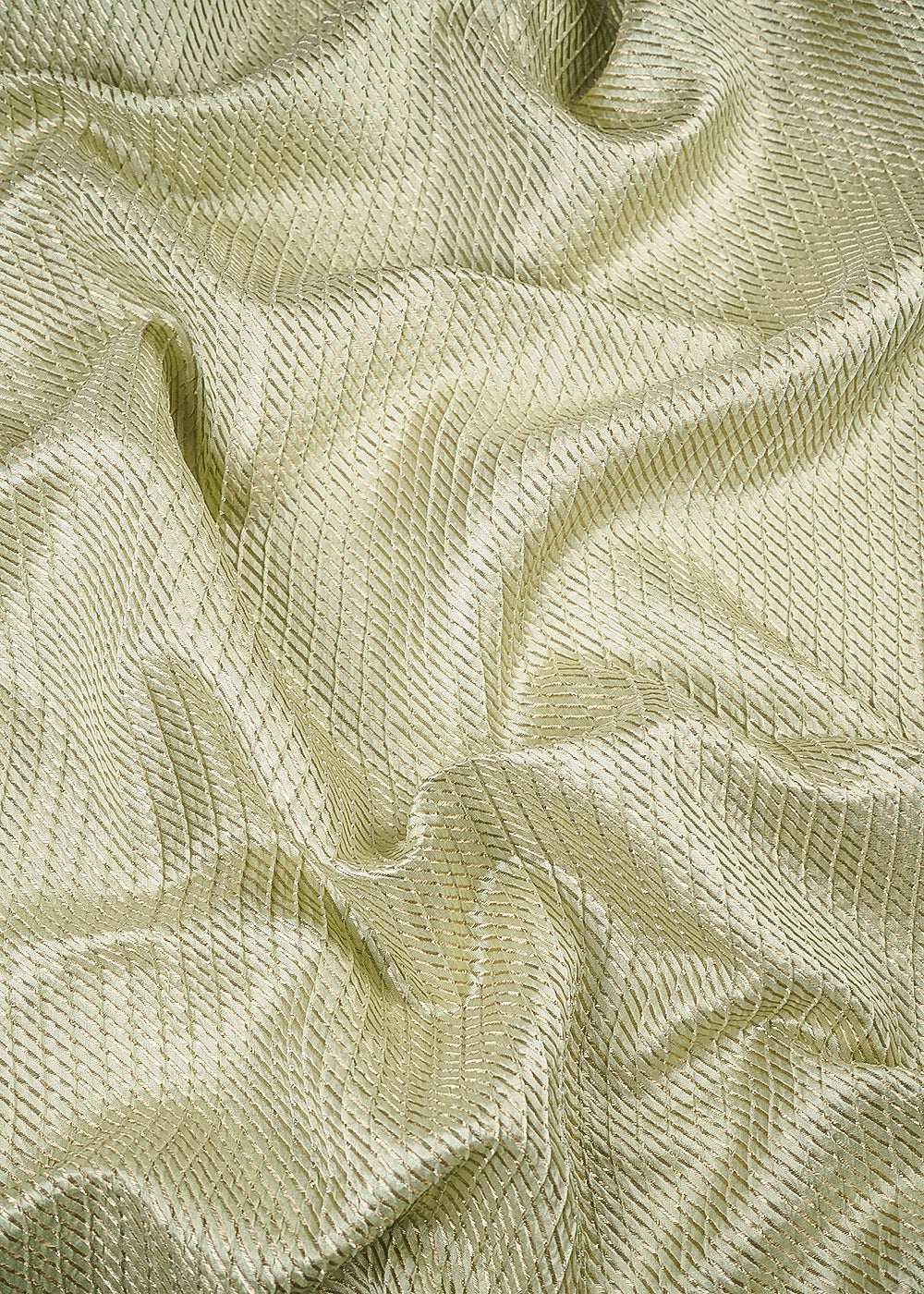 Mint Green Banarasi Brocade Fabric With All Over Zari Handloom 25402
