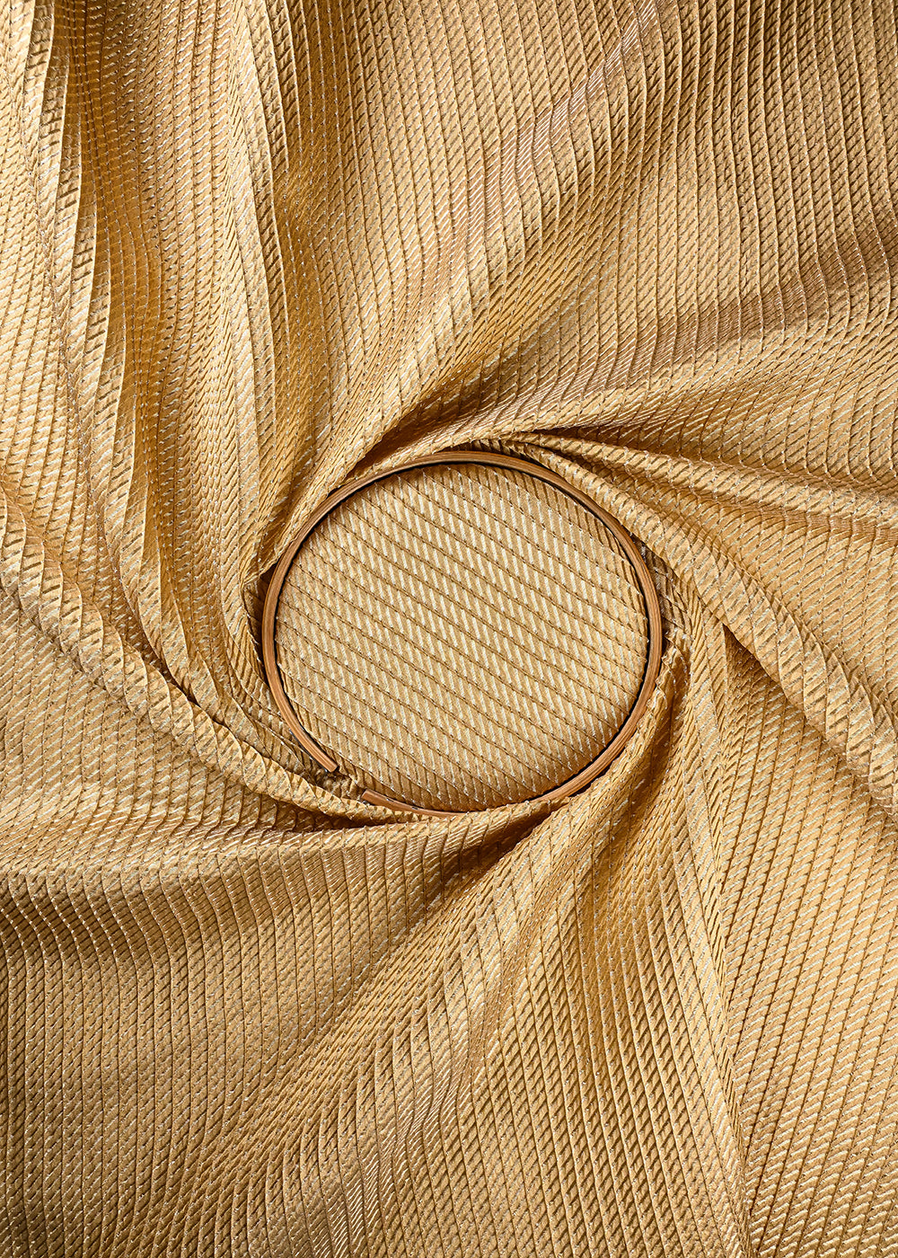 Golden Banarasi Brocade Fabric With All Over Zari Handloom 25404