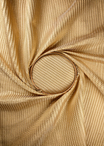 Golden Banarasi Brocade Fabric With All Over Zari Handloom 25404