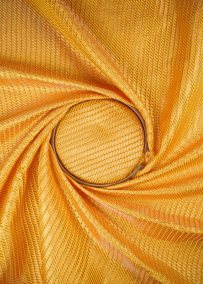 Yellow Banarasi Brocade Fabric With All Over Zari Handloom 25405