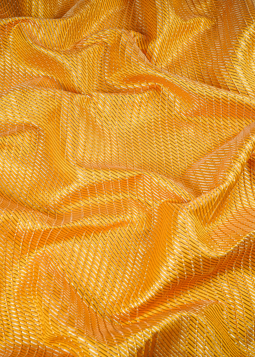 Yellow Banarasi Brocade Fabric With All Over Zari Handloom 25405