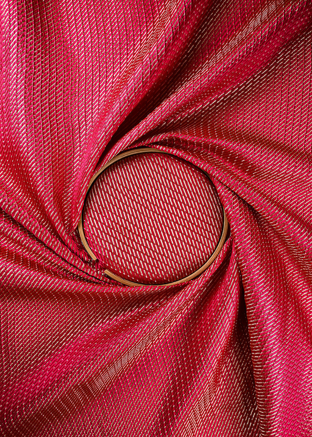 Rani Pink Banarasi Brocade Fabric With All Over Zari Handloom 25406