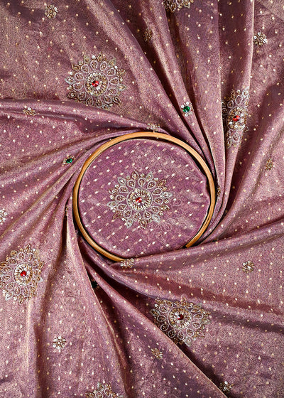 Lavender Tissue Fabric With All Over Zari, Sequins, Katdana And Stone Work 25446