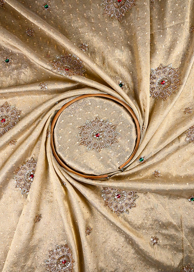 Beige Tissue Fabric With All Over Zari, Sequins, Katdana And Stone Work 25450